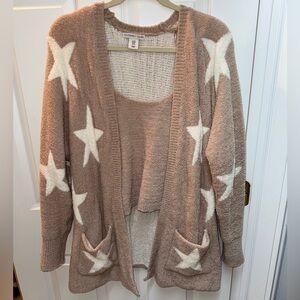 Women’s Sweater in Taupe and White
